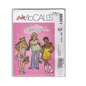 McCalls Sewing Pattern 5311 Tops Dresses Pants Girls Size 7-10
